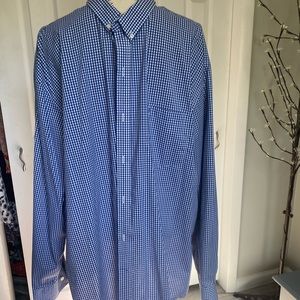 Izod dress shirt checkered navy LS
